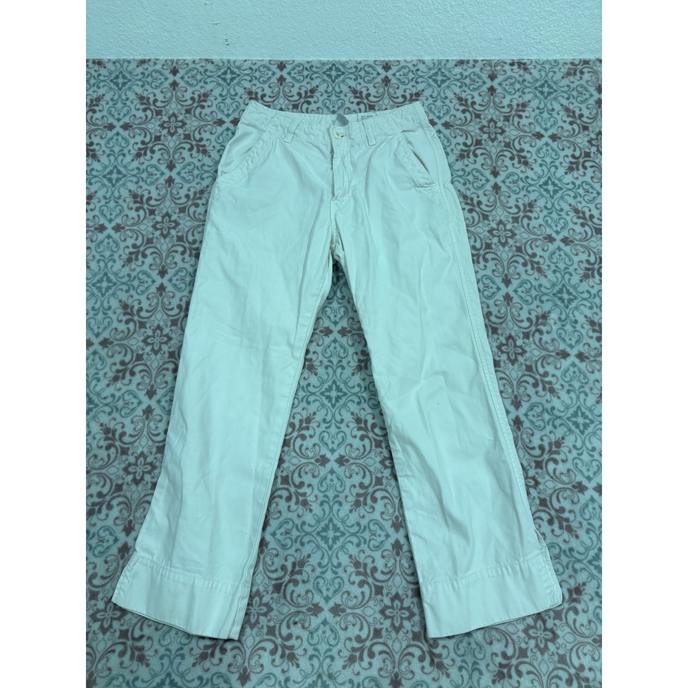 Lucky Brand Dungarees Military Crop Pant White Cotton Utility Trousers Size 4 27